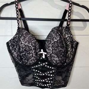 Victoria Secret Dream Angels Bra Top Lightly Lined Heritage Ribbon Lace Bustier